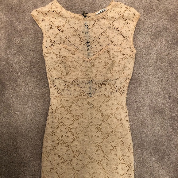 Papaya Cream Lace Cocktail Dress - Picture 2 of 4